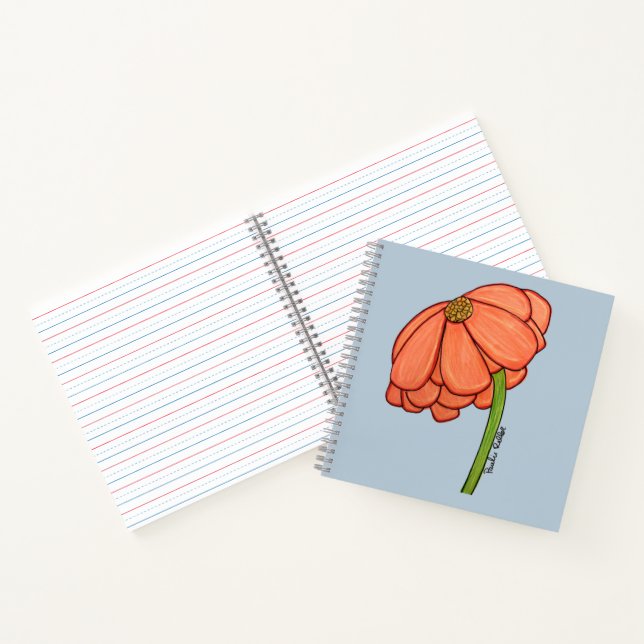 Orange Flower with Blue background Notebook (Inside)