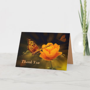 Orange Flower with Butterflies Holiday Card
