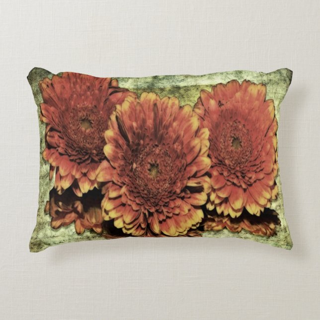 Orange Flowers Accent Pillow (Front)