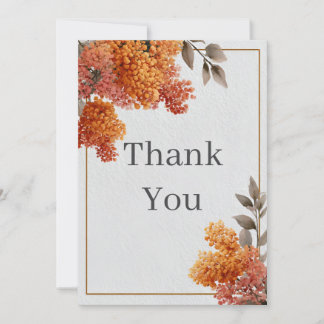 Orange Flowers & Border Thank You Card