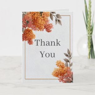 Orange Flowers & Border Thank You Card