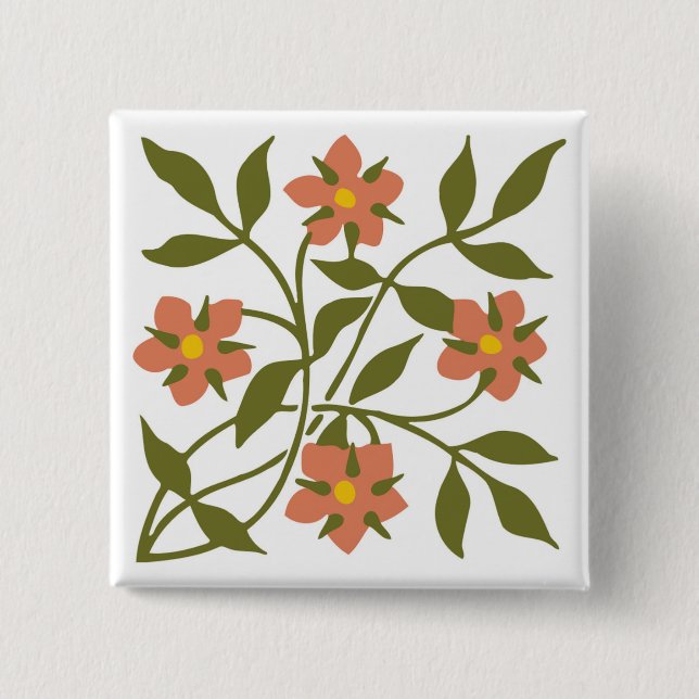 ORANGE FLOWERS  BUTTON (Front)