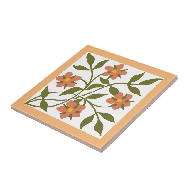 ORANGE FLOWERS  CERAMIC TILE (Side)