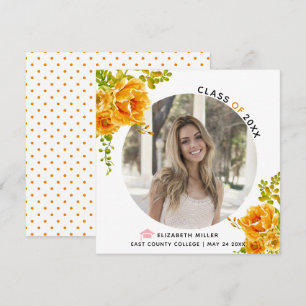 Orange flowers Class of 2025 graduation photo Announcement
