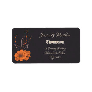 Orange Flowers Elegant Minimalistic Wedding Label
