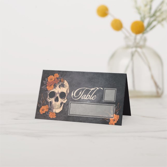 Orange Flowers Elegant table and name place Place Card (Front)