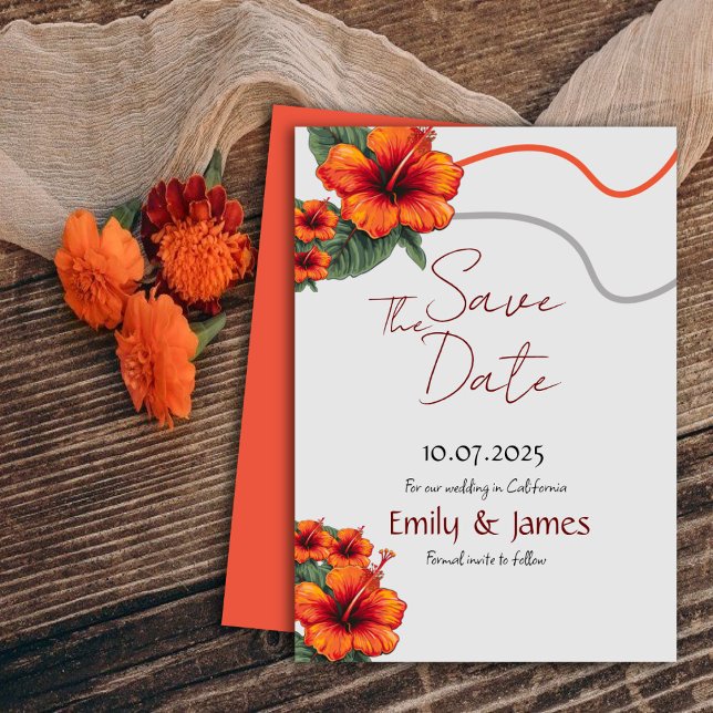 Orange Flowers Enregistrer La Carte D'Invitation D (Créateur téléchargé)