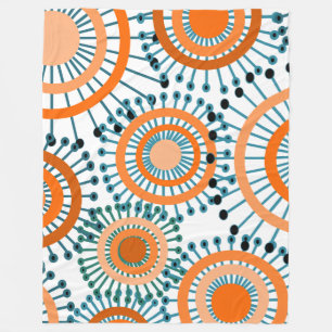 Orange Flowers Fleece Blanket