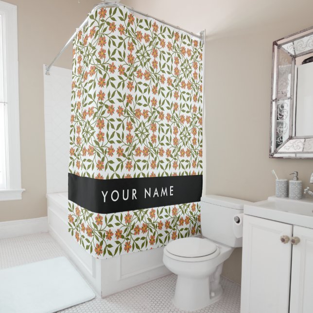 Orange Flowers, Floral Pattern, Boho, Your Name (In Situ)