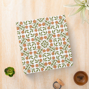 Orange Flowers, Floral Pattern, Greenery, Boho Binder