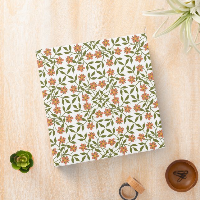 Orange Flowers, Floral Pattern, Greenery, Boho Binder (In Situ)