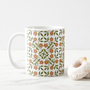 Orange Flowers, Floral Pattern, Greenery, Boho Coffee Mug