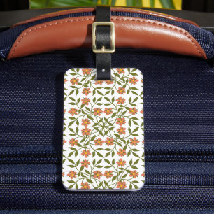 Orange Flowers, Floral Pattern, Greenery, Boho Luggage Tag