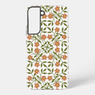 Orange Flowers, Floral Pattern, Greenery, Boho Samsung Galaxy Case