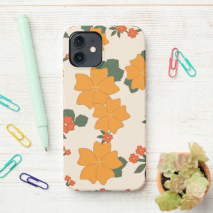 Orange Flowers, Floral Pattern, Pattern Of Flowers iPhone 12 Case