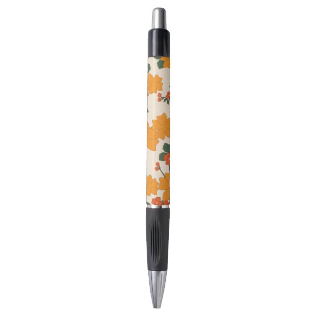 Orange Flowers, Floral Pattern, Pattern Of Flowers Pen (Front Vertical)