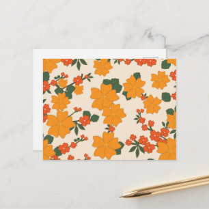 Orange Flowers, Floral Pattern, Pattern Of Flowers Postcard