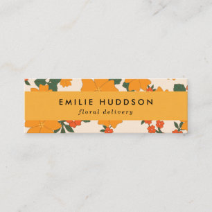 Orange Flowers, Greenery, Florist, Flower Shop Mini Business Card
