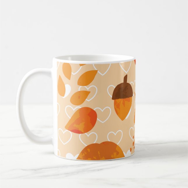 Orange Flowers: Hand Doodle Pattern. Coffee Mug (Left)