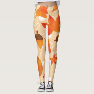 Orange Flowers: Hand Doodle Pattern. Leggings