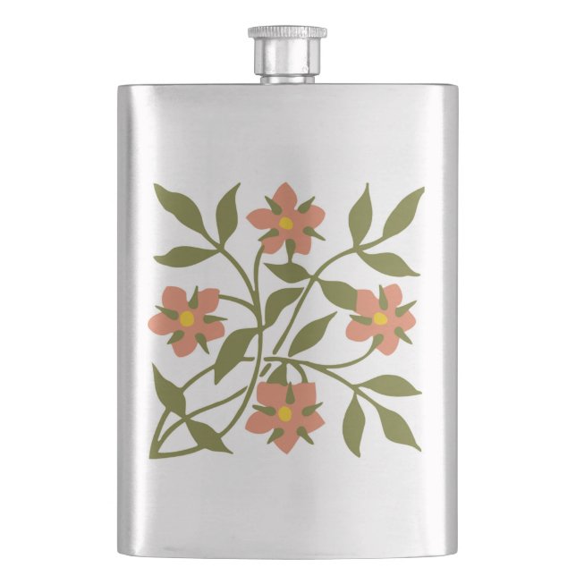 ORANGE FLOWERS  HIP FLASK (Front)