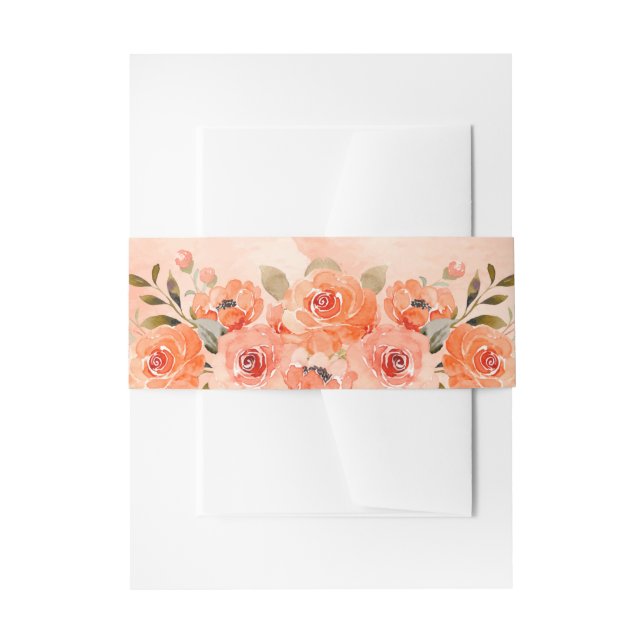 Orange Flowers Invitation Belly Band (Front Example)