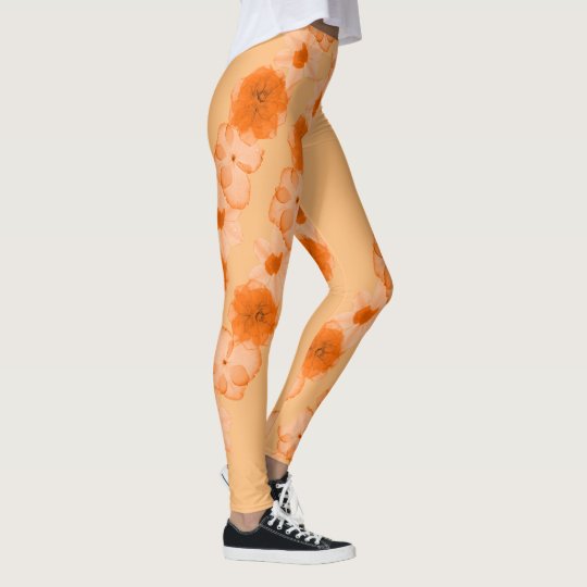 Orange Flowers Leggings