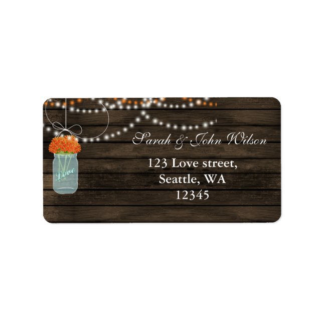 orange flowers mason jar address label (Front)