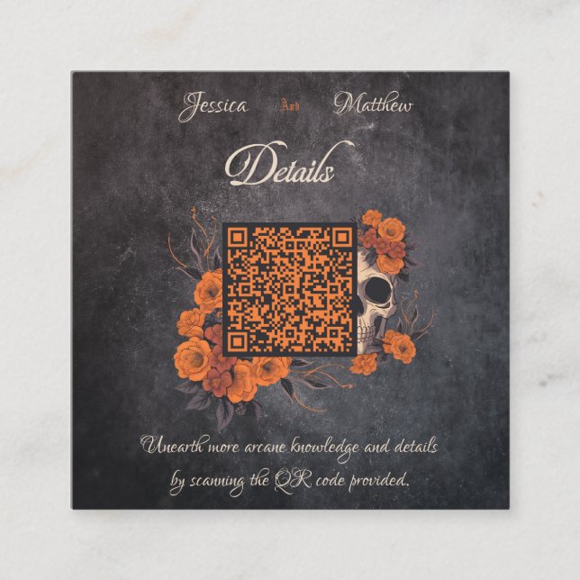 Orange Flowers Minimal Budget QR code Details card (Front)