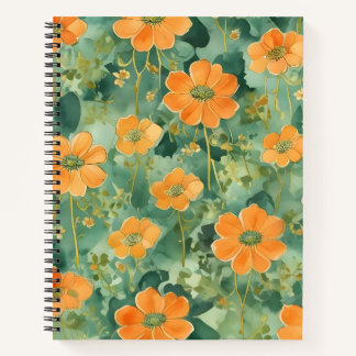 Orange Flowers on a Bed of Leaves Notebook