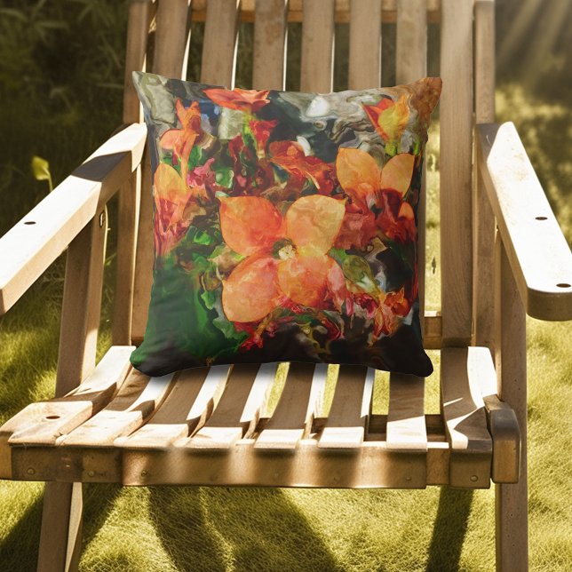 Orange Flowers Outdoor Pillow (Creator Uploaded)