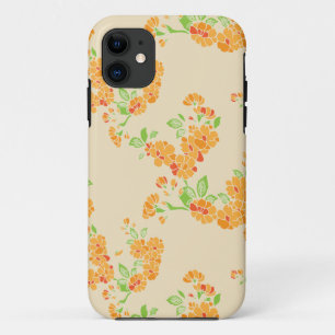 orange flowers pattern iPhone 11 case