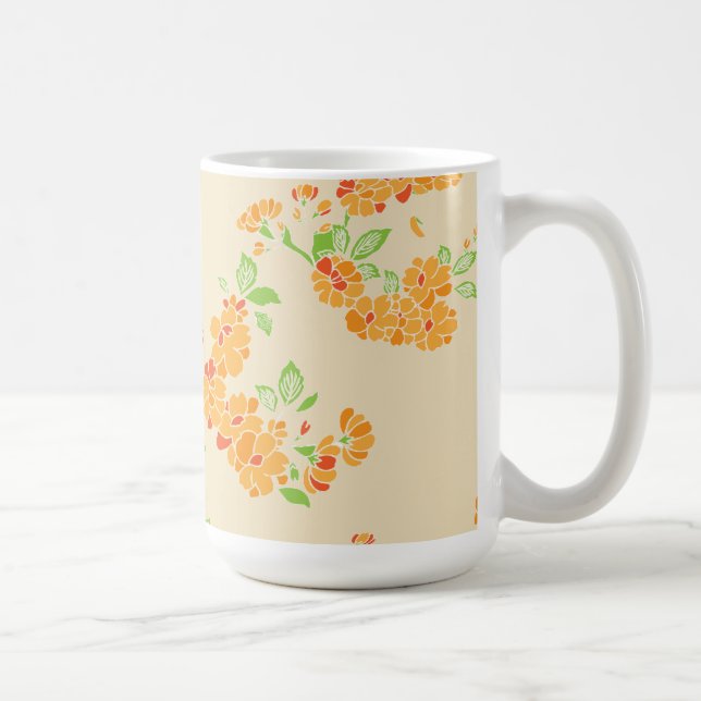 Orange flowers pattern coffee mug (Right)