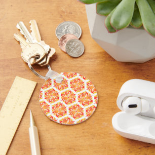 Orange Flowers, Pattern Of Flowers, Floral Pattern Keychain
