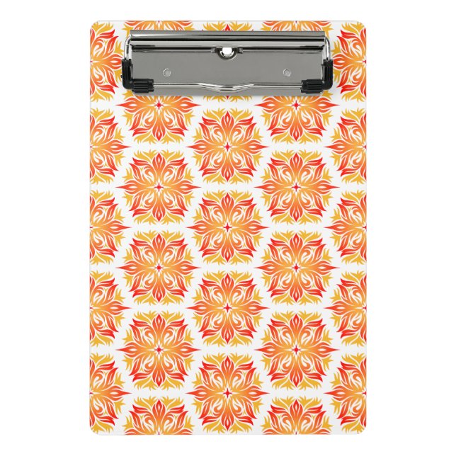 Orange Flowers, Pattern Of Flowers, Floral Pattern Mini Clipboard (Front)