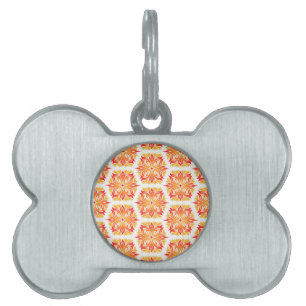 Orange Flowers, Pattern Of Flowers, Floral Pattern Pet ID Tag