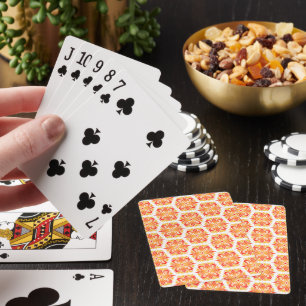 Orange Flowers, Pattern Of Flowers, Floral Pattern Playing Cards