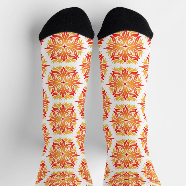Orange Flowers, Pattern Of Flowers, Floral Pattern Socks (Top)