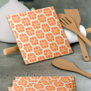 Orange Flowers, Pattern Of Flowers, Floral Pattern Tile