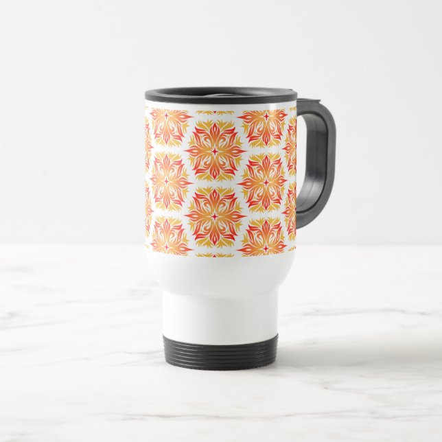 Orange Flowers, Pattern Of Flowers, Floral Pattern Travel Mug (Front Right)