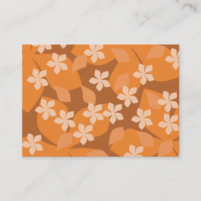 Orange Flowers. Retro Floral Pattern. Business Card (Front)