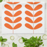 Orange Flowers Retro Mid Century Modern Kitchen Towel<br><div class="desc">This fabulous mid century modern kitchen towel features orange flowers on a plant stalk on a white background. This will make a fabulous addition to your home decor!</div>