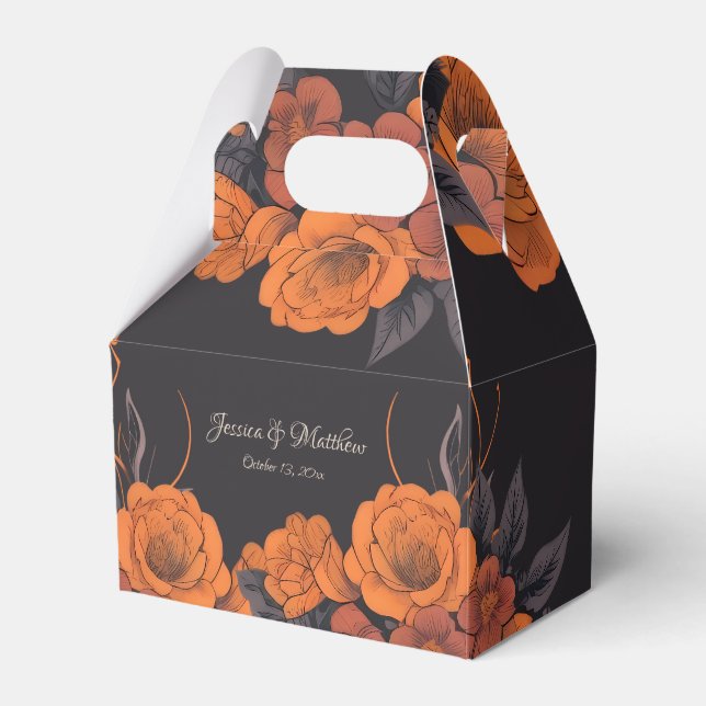 Orange Flowers simple Elegant  Favor Box (Front Side)