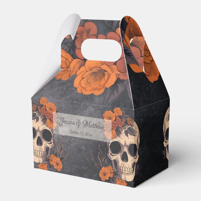 Orange Flowers simple Elegant  Favor Box (Front Side)
