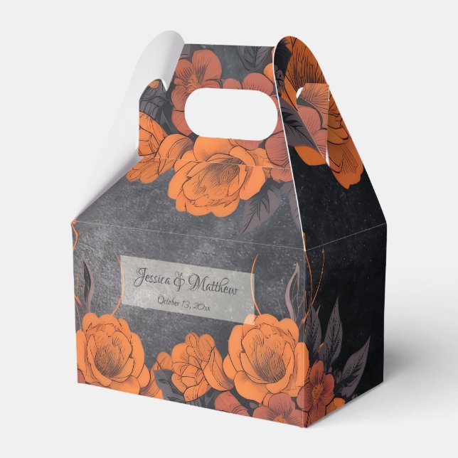 Orange Flowers simple Elegant  Favor Box (Front Side)
