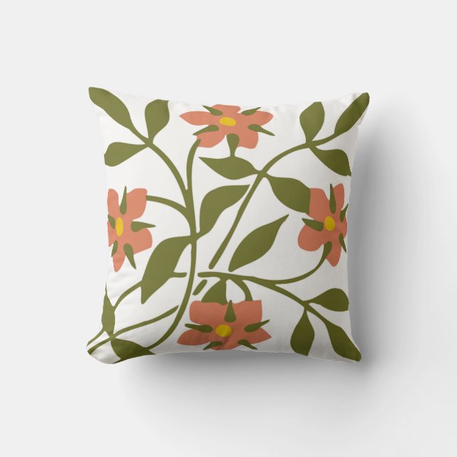 ORANGE FLOWERS THROW PILLOW (Front)