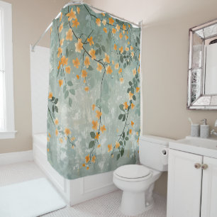 Orange Flowers Trailing Vine Shower Curtain