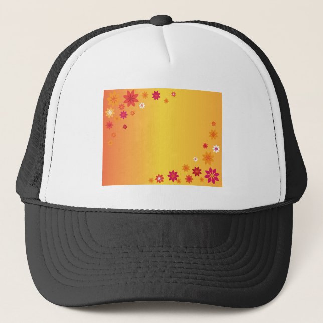 Orange Flowers Trucker Hat (Front)
