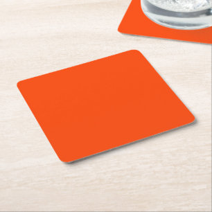 Orange Fluo Neon Colour Customize This! Square Paper Coaster