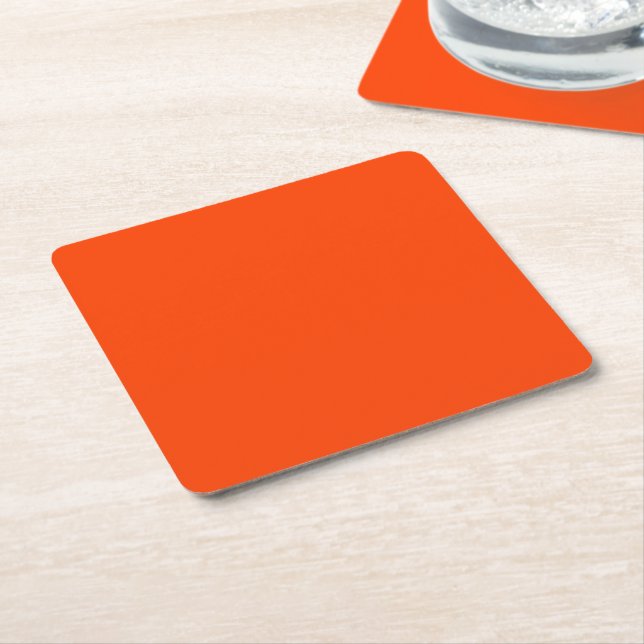 Orange Fluo Neon Colour Customize This! Square Paper Coaster (Angled)